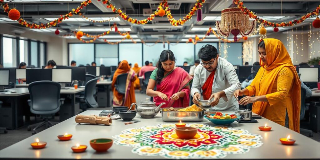 Office Diwali decorations.