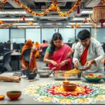 Office Diwali decorations.