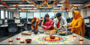 Office Diwali decorations.