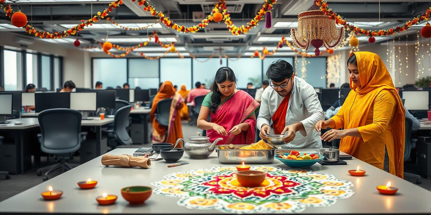 Office Diwali decorations.